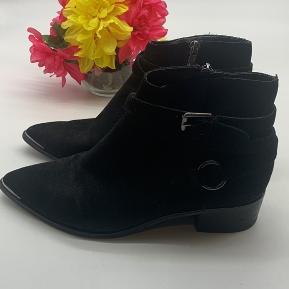 Marc Fischer Black Pointed Suede Ankle Boots Sz 9 - Picture 3 of 7